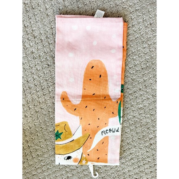 World Market Exclusive Pink and Tan Cowboy Cat Kitchen Towel SKU: 641559 NEW - Picture 4 of 8